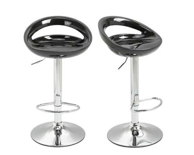 Set 2 scaune de bar, Rotire 360 , Structura din metal, plastic ABS, negru 46x41x76-96cm HOMCOM | Aosom Romania
