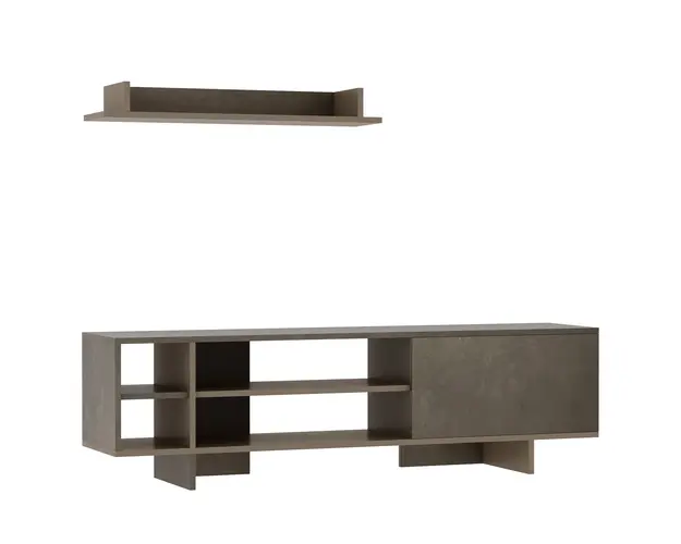 Set Mobilier TV HOMCOM cu Dulapioare si Etajera de Agatare, Perete Echipat pentru TV din Lemn pentru Salon si Sufragerie, Gri