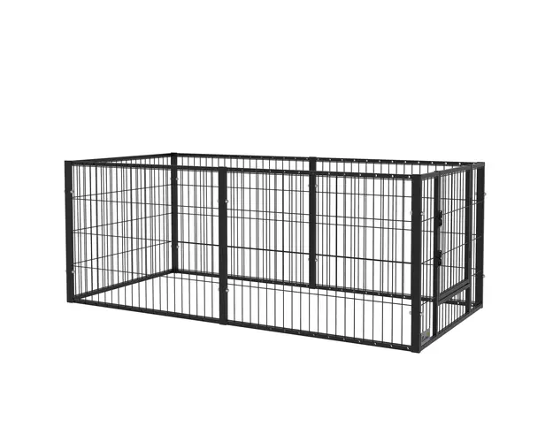 PawHut Tarc de Joaca pentru Animale, 6 Panouri din Otel, Lungime Ajustabila 82,5-150x61cm, Ideal pentru Interior/Exterior, Negru | Aosom Romania