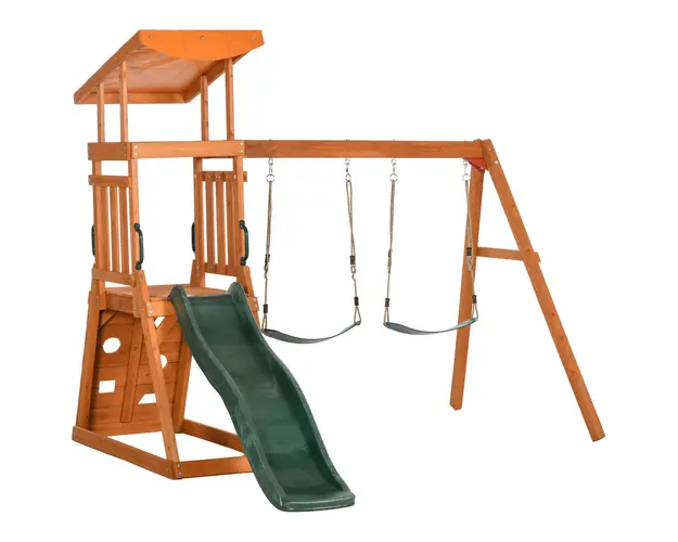Outsunny Set 4 in 1 cu leagan si tobogan, Set de leagan pentru copii | Aosom Romania