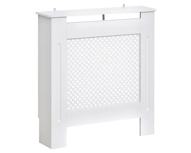 Masca de calorifer in Lemn cu Grilaj Alb, finisaj lacuit cu vopsea alba 78x82x19cm HOMCOM | Aosom RO