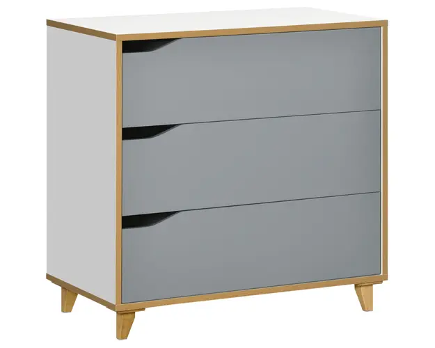 Comoda Versatila cu 3 Sertare din PAL si MDF pentru Dormitor si Sufragerie 75x42x75cm Gri Alb Maro HOMCOM | Aosom Romania