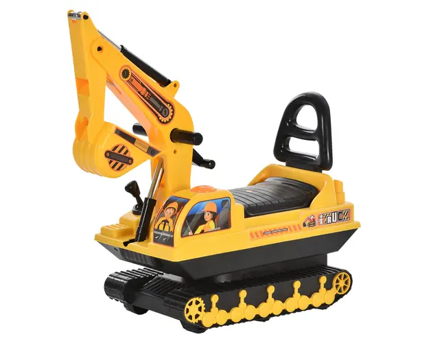 Excavator de jucarie pentru copii HOMCOM, 78x24x58,5cm, galben | Aosom Romania