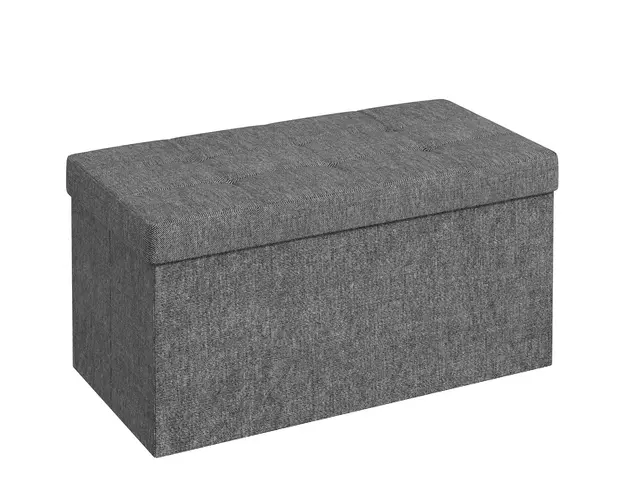 HOMCOM Banca Cutie de Depozitare Pliabila de 84L, Banca de Pat cu Capac si Invelis Textil, 76x38x38 cm, Gri Inchis | Aosom Romania