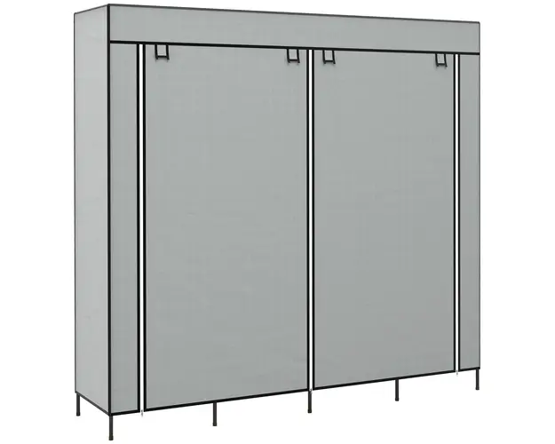 HOMCOM Dulap Portabil din Material Textil si Otel, Garderoba cu 10 Rafturi, 4 Sertare si 2 Bare, 166x42,5x169,5 cm, Gri | Aosom Romania