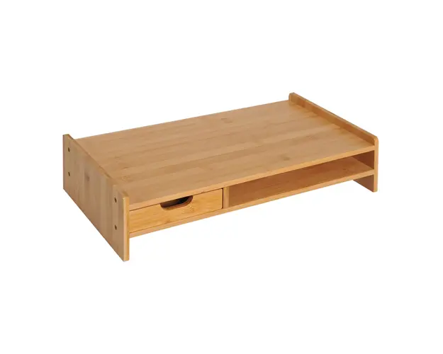 HOMCOM Suport pentru Monitor cu Spatiu pentru Mouse si Tastatura si Raft de Depozitare, 49x25,5x11,5 cm, Natural | Aosom Romania