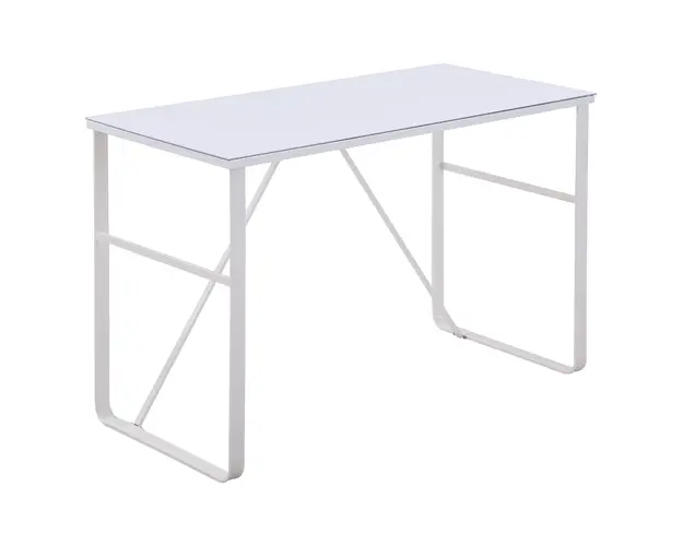 HOMCOM Birou Modern pentru Computer, PC, din Metal Alb si Sticla Securizata, 120x60x74.5cm | Aosom Romania