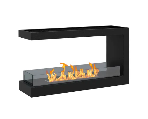 Semineu cu Bioetanol cu 3 Laturi cu Arzator de 2.4L si Durata 4 Ore, Biosemineu cu Panou din Sticla si Capac 30㎡ 100x30x55cm Negru HOMCOM | Aosom RO