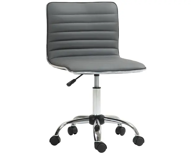 HOMCOM Scaun Ergonomic de Birou cu Inaltime Reglabila, Sezut Pivotant si 5 Rotile, 48x52x78-90 cm, Gri Inchis | Aosom Romania