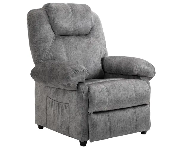 HOMCOM Fotoliu Recliner, din Tesatura, Fotoliu Rabatabil cu Suport pentru picioare Detasabil si Buzunar Lateral, Gri