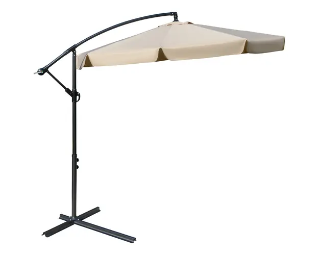 Outsunny Umbrela de Soare pentru Gradina cu Brat Lateral din Metal, Baldachin Ajustabil, Φ265x265cm, Maro Deschis | Aosom Romania