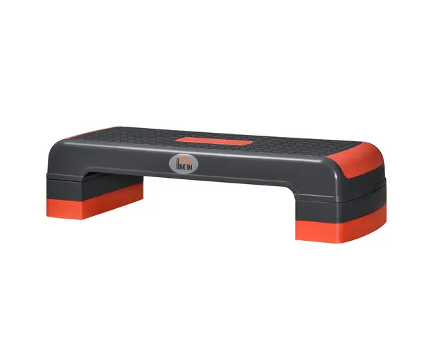HOMCOM Step Fitness pentru Aerobic, Stepper Reglabil pe 3 Inaltimi 10-15-20cm din Plastic pentru Antrenament Acasa, Negru si Rosu