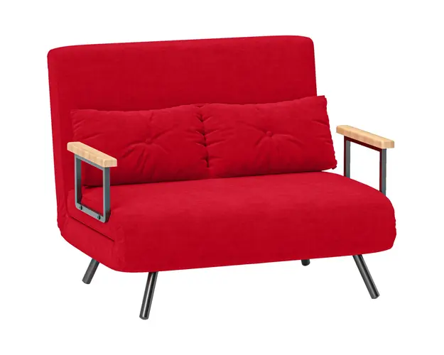 HOMCOM Canapea Pat de 2 Locuri cu Spatar Reglabil pe 5 Nivele, Canapea Pat Pliabila Matrimoniala, 102x73x81 cm, Rosu | Aosom Romania
