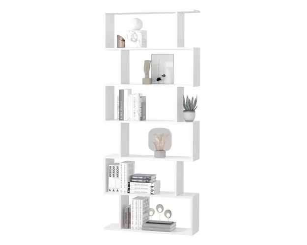 Librarie de Design Modern HOMCOM, Rafturi Albe, 80x23x192cm | Aosom Romania