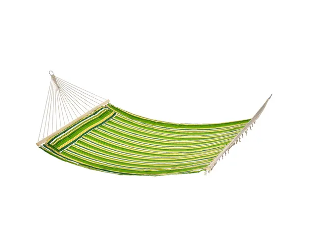 Outsunny Hamac Matrimonial in Bumbac cu Dungi Verde Galben si Alb cu Perne | Aosom Romania