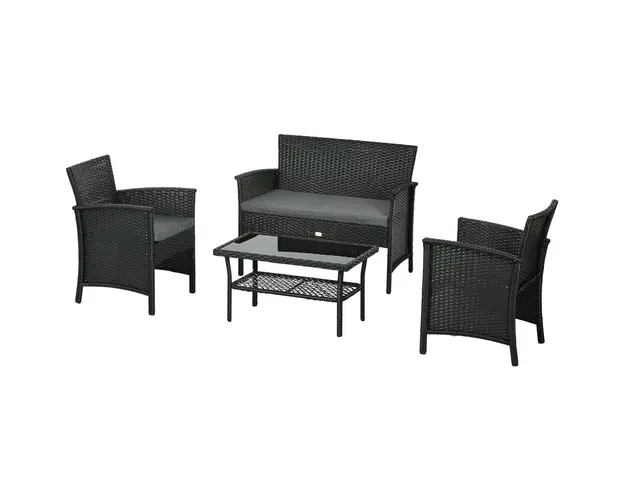 Outsunny Set de Mobila de Gradina din Ratan PE cu Canapea | Aosom Romania