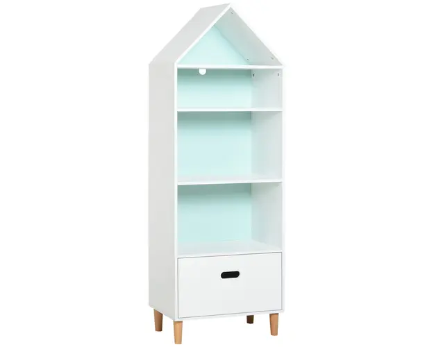 Raft biblioteca pentru copii, depozitare pentru camera copiilor 50x30x142cm, alb HOMCOM | Aosom Romania