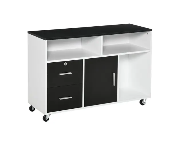HOMCOM Suport Imprimanta cu Sertare Dulapior Multifunctional Spatiu de Stocare pentru Birou si Acasa Design Modern Alb | Aosom Romania
