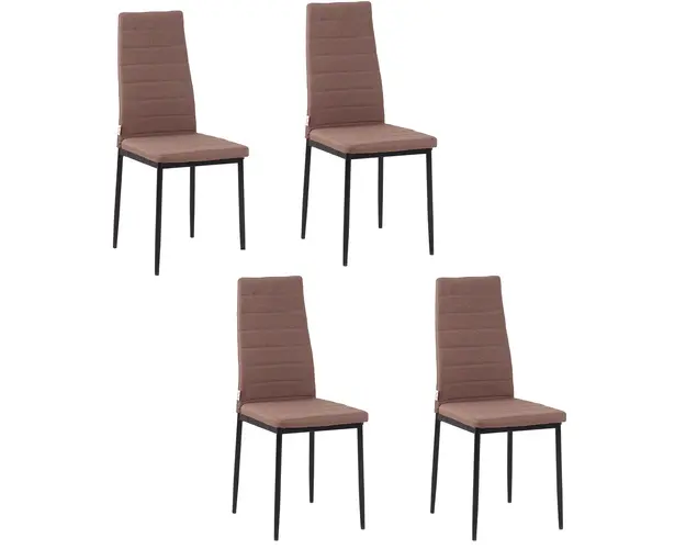 Set 4 scaune captusite pentru sufragerie, Scaune de bucatarie, din metal si material textil kaki HOMCOM | Aosom Romania