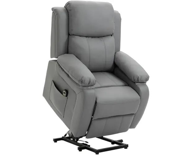 HOMCOM Fotoliu Relaxant Rabatabil la 160, Electric cu Functie de Ridicare, Suport pentru Picioare si Telecomanda, 76x90x105 cm, Gri | Aosom Romania