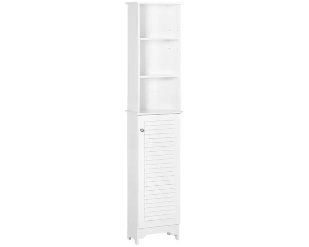 HOMCOM Coloana Baie 3 Niveluri Dulapior Inchis Economie Spatiu MDF PAL 34x20x165cm Alb | Aosom Romania