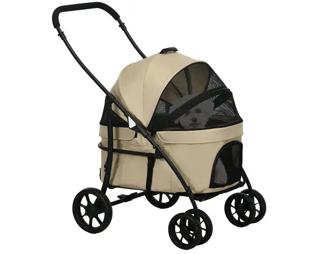 PawHut Carucior 2 in 1 pentru Animale de Companie Caini de Talie Mica si Pisici Pliabil cu Geanta de Transport | Aosom Romania