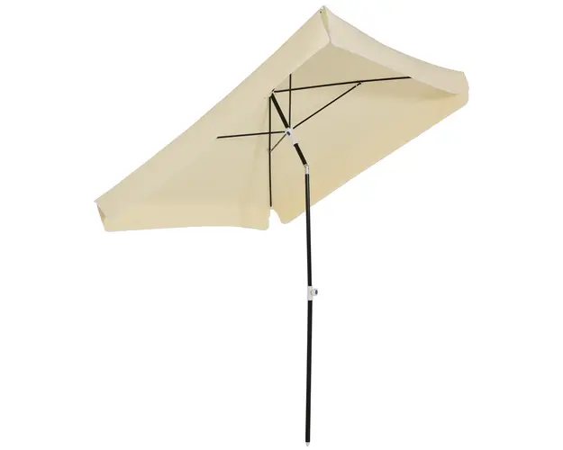 Outsunny Umbrela de Gradina Patrata, Reglabila si Portabila, Acoperis Patrat, 200x200cm, Crem, Usor de Asamblat | Aosom Romania