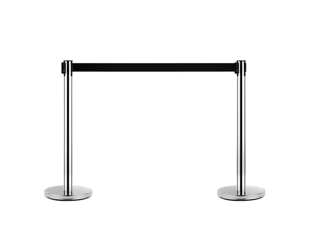 HOMCOM Stalpi Ghidare cu Banda, Otel Inoxidabil, Ф32x90 cm, Negri | Aosom Romania