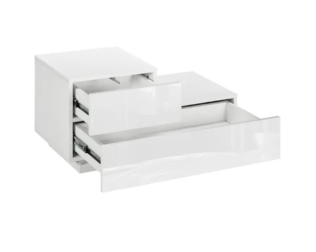 Noptiera LED Moderna HOMCOM | 16 Culori RGB cu Telecomanda | 2 Sertare | PAL | 70x37x38 cm | Alb | Aosom Romania