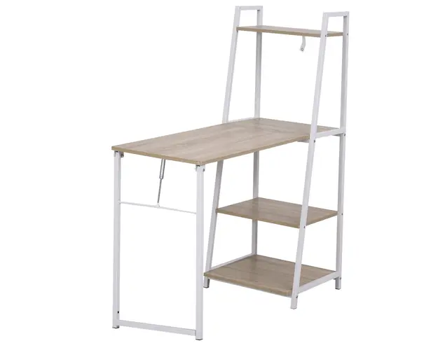 HOMCOM Birou cu Biblioteca Integrata 3 Rafturi si Blat Pliabil Design Modern din Lemn si Metal pentru Acasa si Birou | Aosom Romania