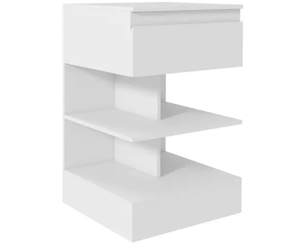 Noptiera Moderna din PAL si MDF cu un Sertar si 2 Rafturi, 39x39x65 cm, Alb HOMCOM | Aosom RO