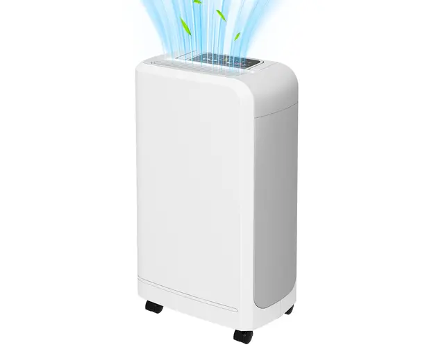 HOMCOM Dezumidificator de 12L cu Rezervor de Apa, Temporizator 24H si Afisaj Digital al Umiditatii, 28x18x50,6 cm, Alb | Aosom Romania