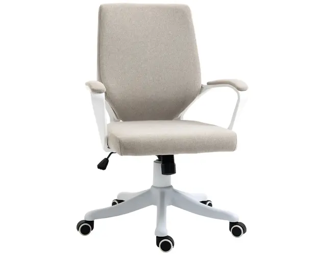 Vinsetto Scaun Ergonomic de Birou cu Inaltime Reglabila, Pivotant la 360 si Functie Leagan, 62x69x92-100 cm, Culoare Bej | Aosom Romania