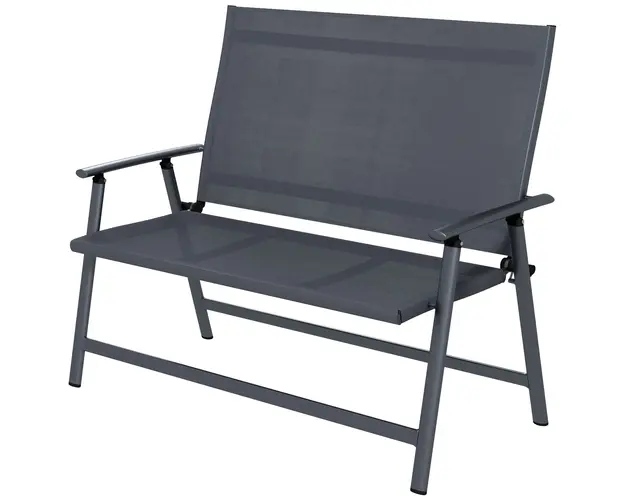 Outsunny Scaun Pliabil 2 Locuri pentru Terasa Cadru Aluminiu Gri | Aosom Romania