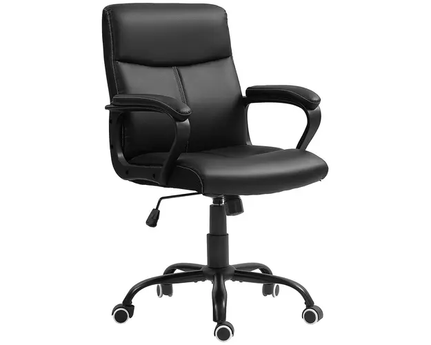 HOMCOM Scaun Ergonomic de Birou cu Functie de Inclinare si Inaltime Reglabila, 61x62x95-105 cm, Negru | Aosom Romania