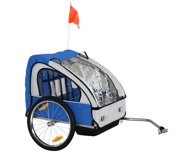 Remorca biciclete pentru copii HOMCOM, 2 locuri, 126x78x79cm | Aosom Romania