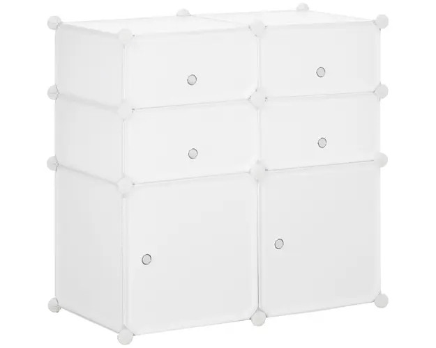 HOMCOM Dulap Modular pentru Haine si Pantofi din 6 Cuburi, Design Practic, 75x37x73 cm, Alb | Aosom Romania