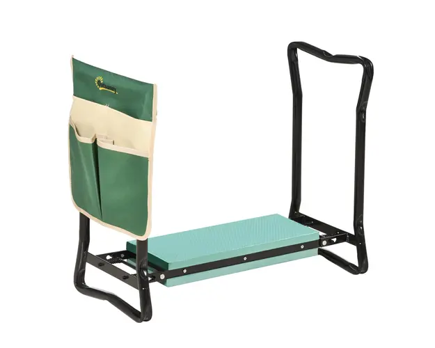 Outsunny Scaunel Banca de Gradina Pliabil cu Buzunar pentru Scule