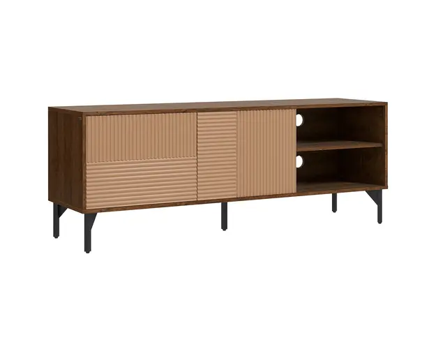 HOMCOM Suport TV Modern cu Rafturi Deschise, pentru Televizoare pana la 65", Design Elegant, Maro | Aosom Romania