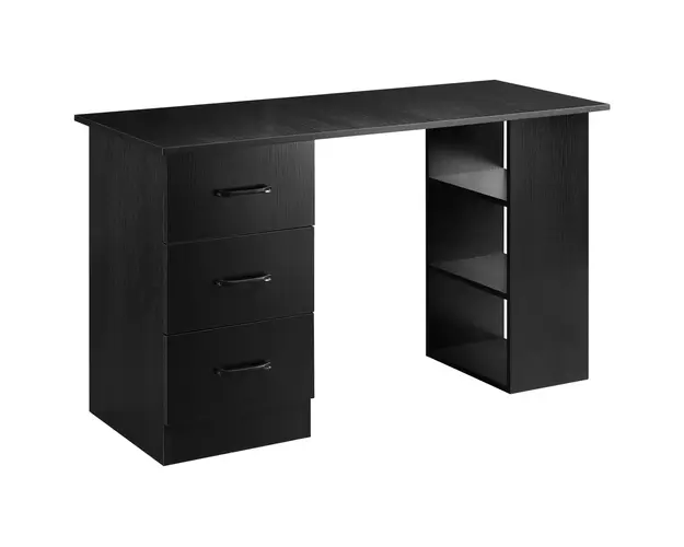 HOMCOM Birou Suport Calculator cu 3 Sertare si 3 Rafturi, Birou pentru Dormitor si Birou 120x49x72cm, Negru