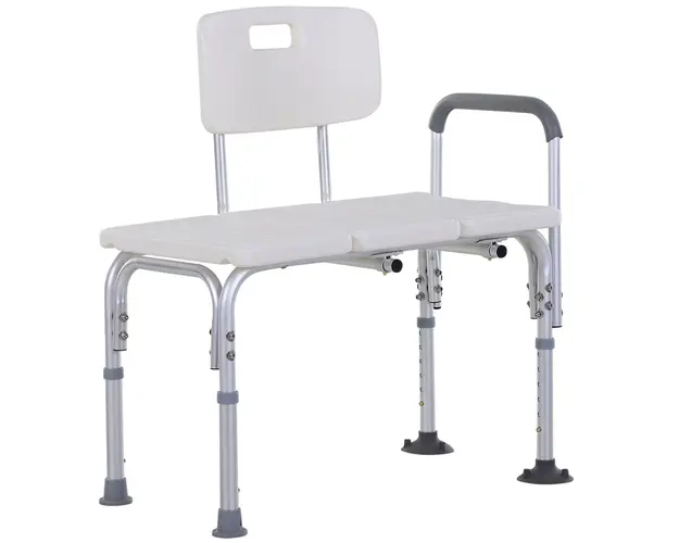 Scaun de Baie HOMCOM Antialunecare, pentru Dus, Inaltime Ajustabila, cu Cotiere si Picioare de Siguranta, 68.5x40.5cm | Aosom Romania