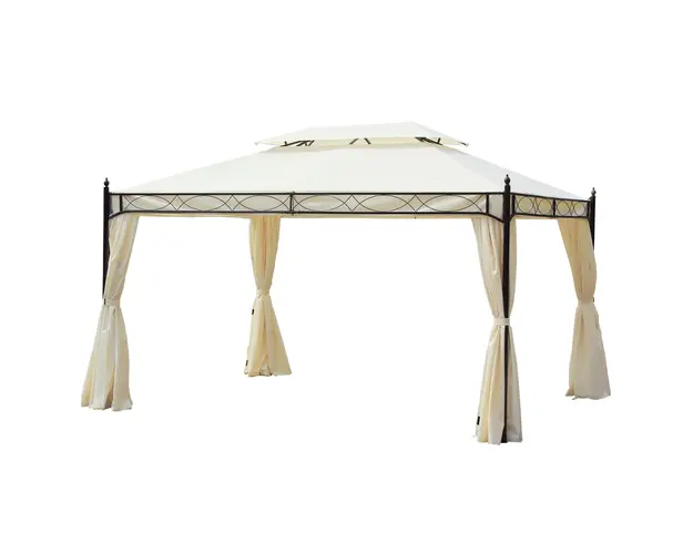 Outsunny Foisor cu Dublu Acoperis, Design Elegant, Rezistent la Intemperii, Crem, 3x4m | Aosom Romania