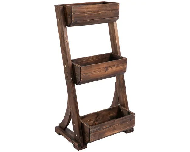 Outsunny Ghiveci Vertical din Lemn cu 3 Nivele pentru Flori, Plante, Aromatice 61x48x118 cm, Maro | Aosom Romania