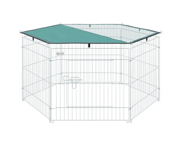 PawHut Tarc Modular Animale Usa Acces Acoperis Impermeabil Pliabil, Φ120x60 cm | Aosom Romania