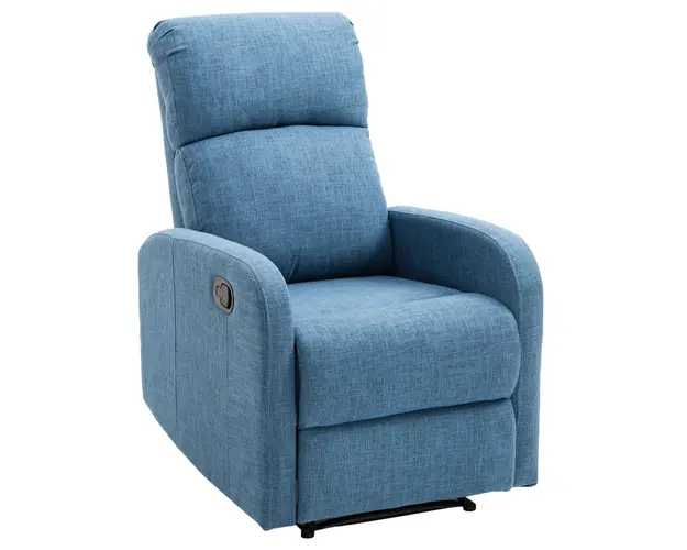 Fotoliu Relax Rabatabil Manual cu Taburet Capacitate maxima 125kg Tesatura de Lin 66 × 95 × 99cm Albastru HOMCOM | Aosom Romania