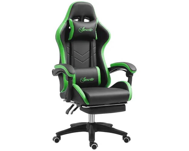 Vinsetto Scaun Gaming cu Inaltime Reglabila, Scaun Gaming Ergonomic cu Spatar Rabatabil, 65x65x121-129 cm, Negru | Aosom Romania
