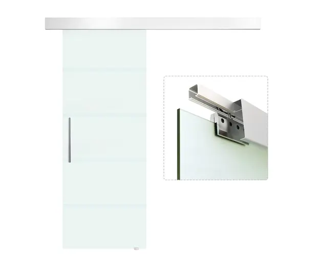 HOMCOM usa glisanta din sticla cu sina din aluminiu, 75x210cm | Aosom Romania