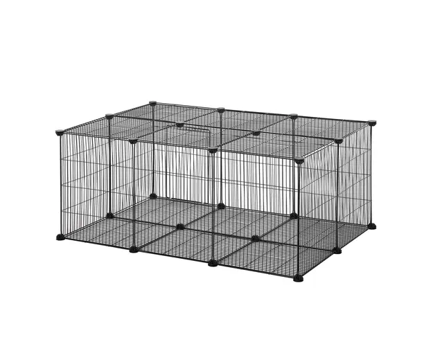 Cusca pentru animale mici, 22 panouri cu usa si elemente de legatura, picioare anti-alunecare, metal 105x70x45cm PawHut | Aosom Romania