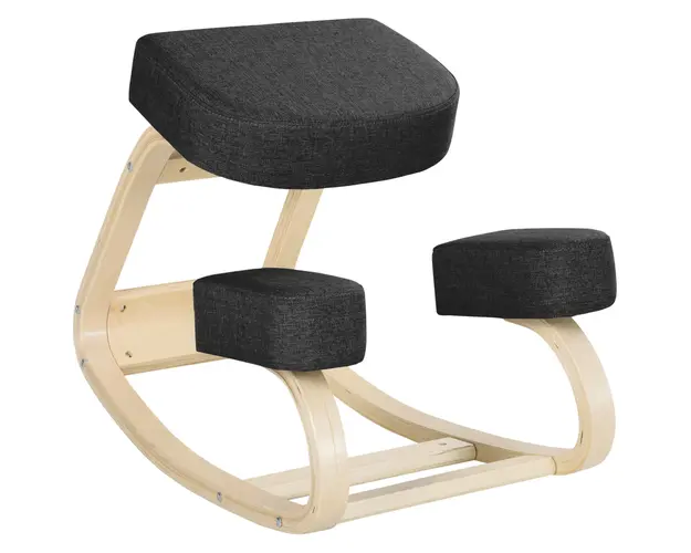 Vinsetto Scaun Ergonomic cu Suport pentru Genunchi din Lemn de Mesteacan, 51x69x58 cm, Negru | Aosom Romania