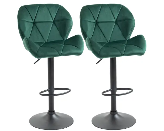 HOMCOM Set 2 Scaune Bar Bucatarie Pivotante, Reglabile, Design Modern, Verzi | Aosom Romania